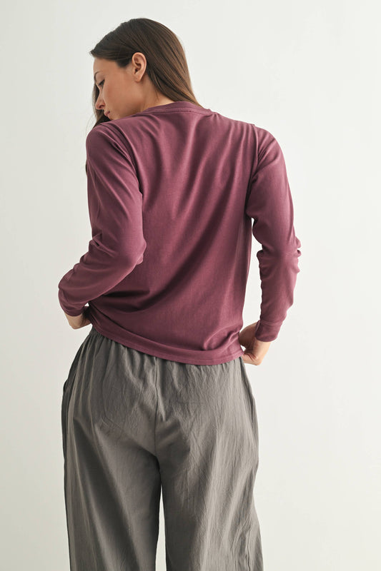 Vintage Plum Pima Cotton Relaxed Long Sleeve