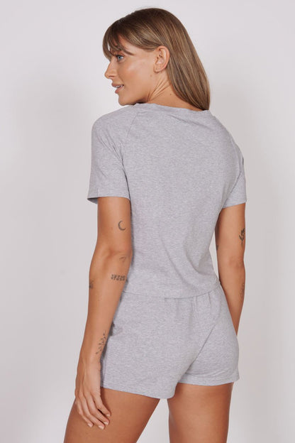 Jessie Grey Marl Jersey Short Pyjama Set